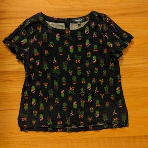 Modcloth shirt with cute cactus and succulents XL